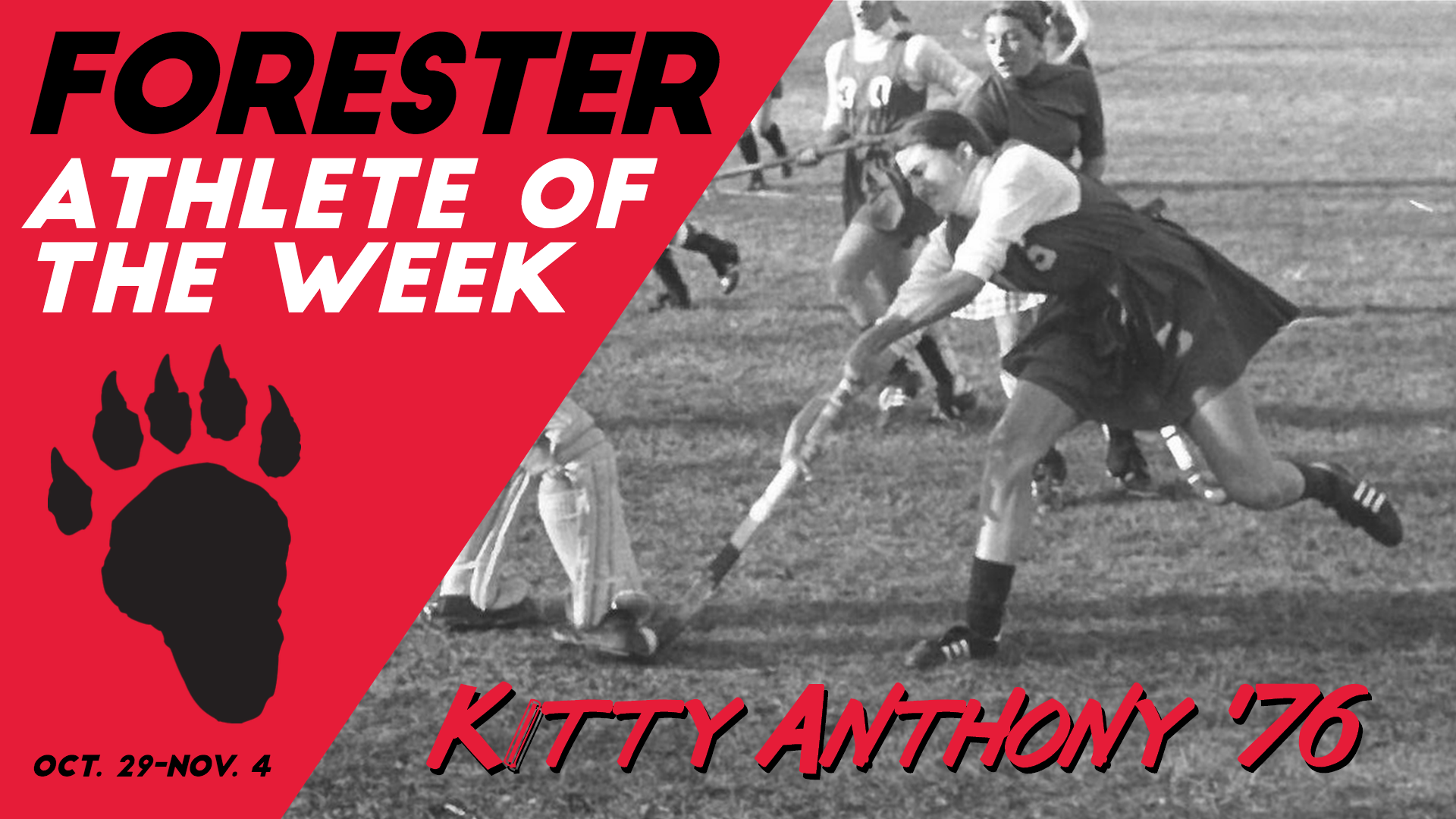 Field Hockey Player Kitty Anthony '76 Named Forester Athlete of the Week