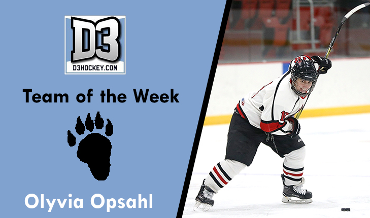 Olyvia Opsahl Named to D3hockey.com Team of the Week