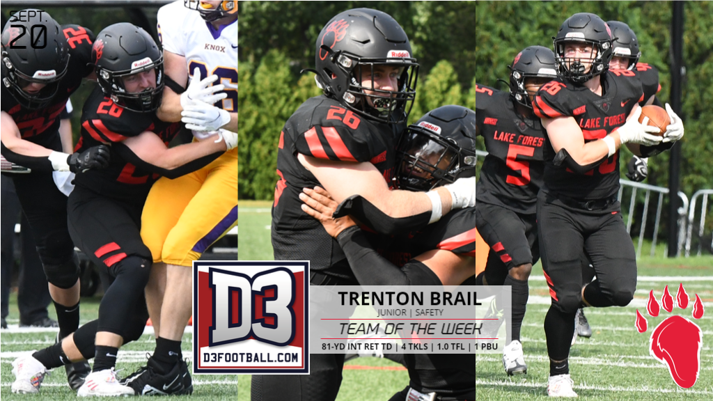 D3football.com Selects Trenton Brail to its Team of the Week
