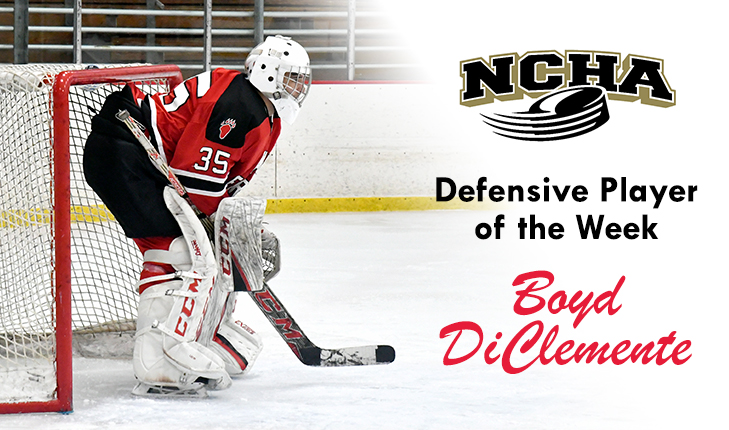 Boyd DiClemente Named NCHA Defensive Player of the Week
