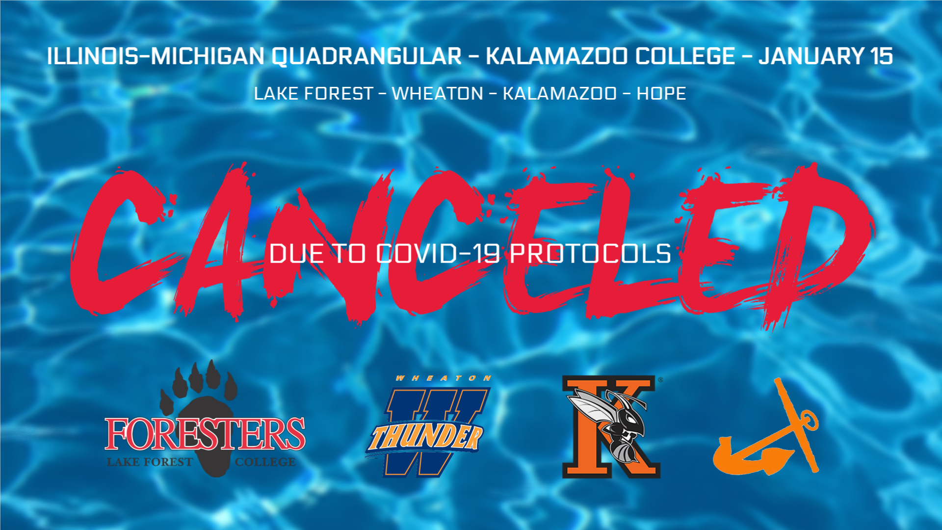 Saturday's Swimming & Diving Meet at Kalamazoo Canceled