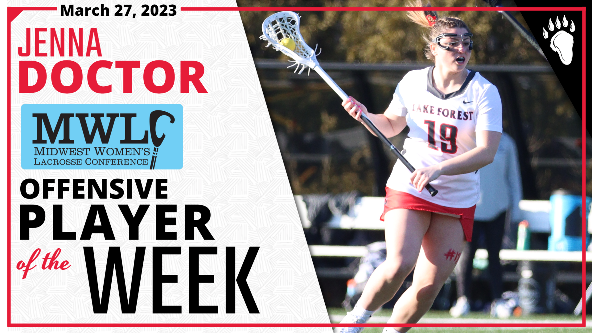 Jenna Doctor Named MWLC Offensive Player of the Week