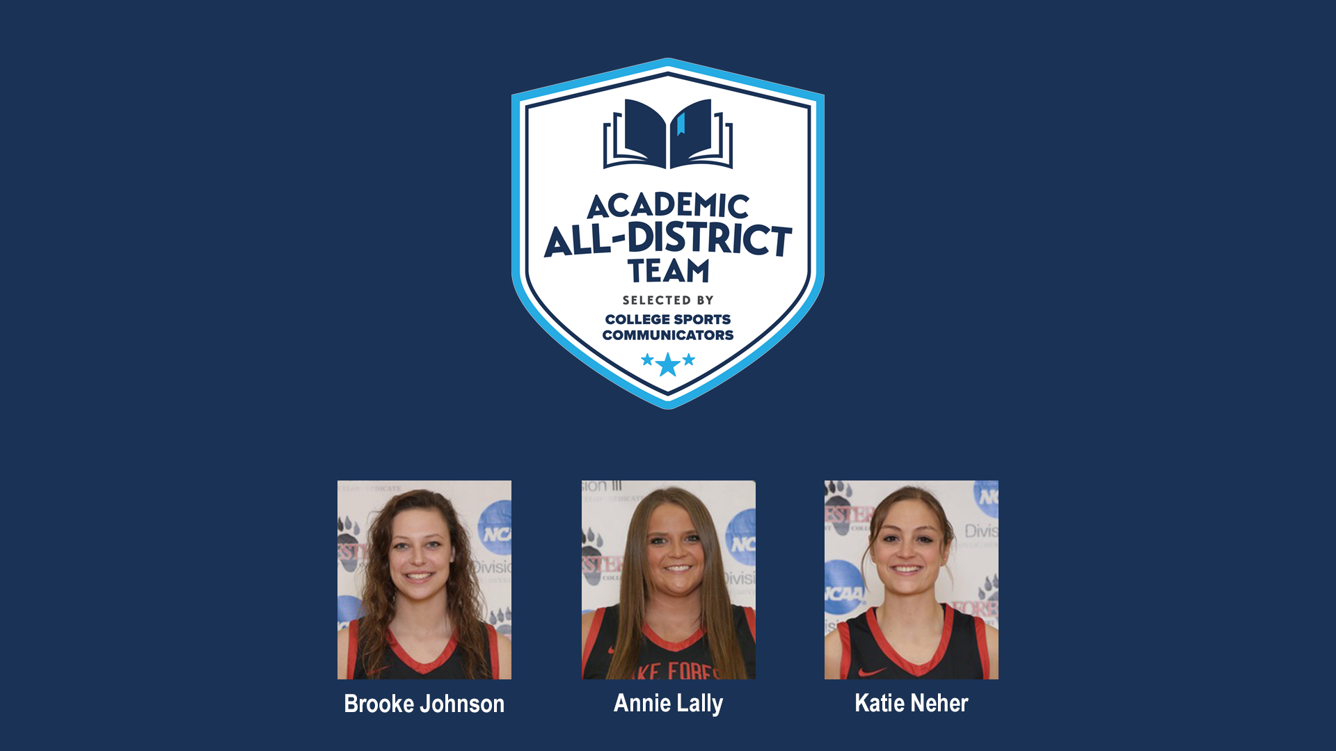 Johnson, Lally, and Neher Named Academic All-District®
