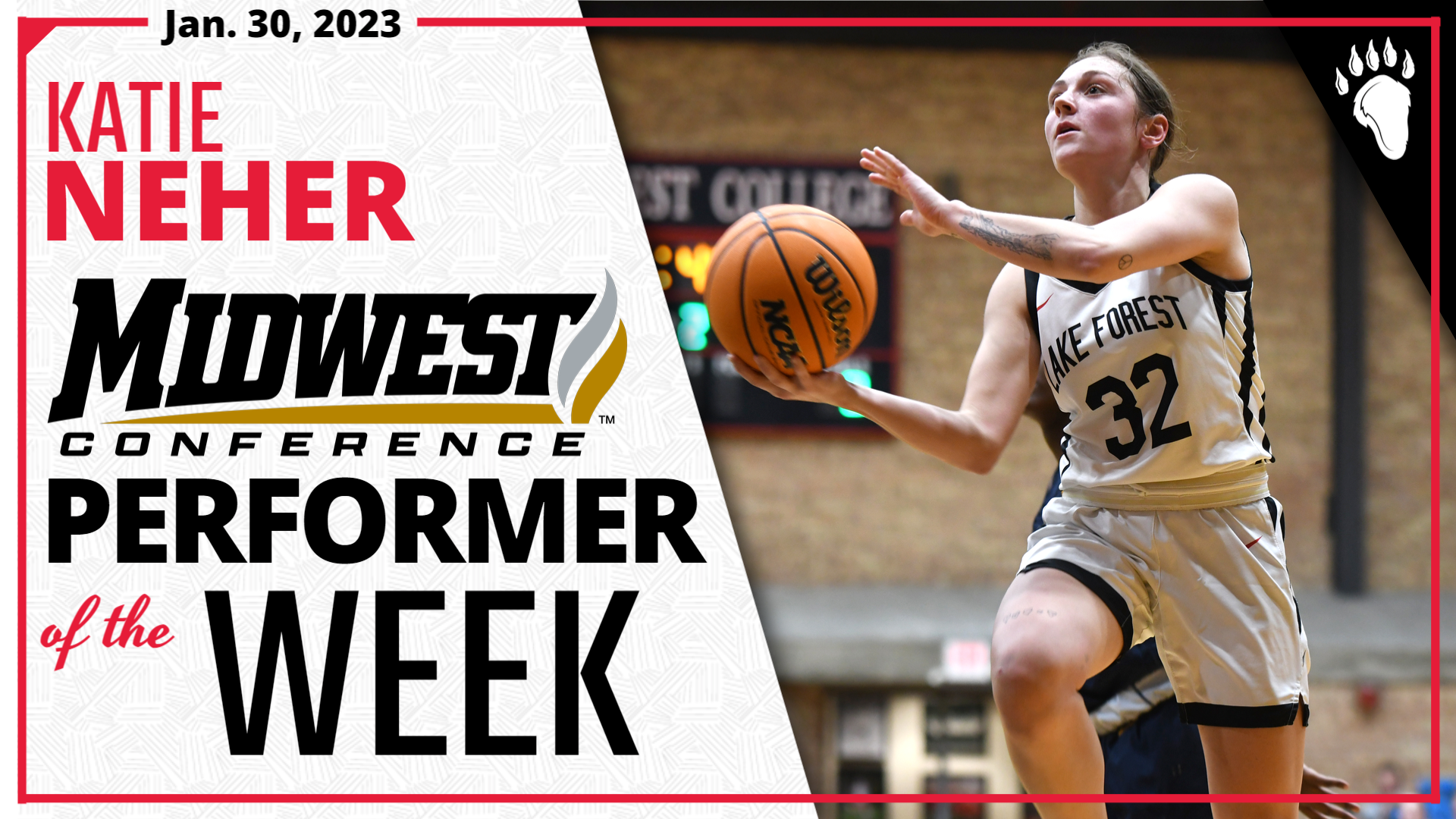 Third MWC Performer of the Week Award this Season for Katie Neher